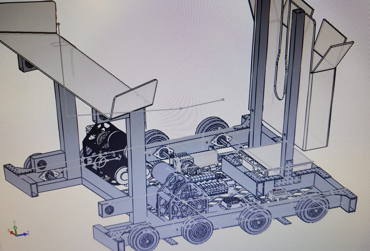 SolidWorks CAD model of the Team Integra 3646 FRC robot elevator and drivetrain